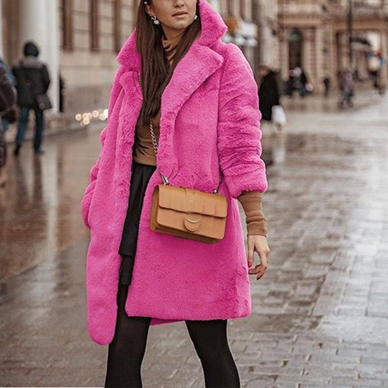 High-Glamour Faux Fur Long Coat with Shawl Collar Feminé Luxé