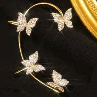 Ethereal Butterfly Wing Ear Climber | Diamond-Accented Luxury Ear Clip & Hook in Plated Finish Feminé Luxé