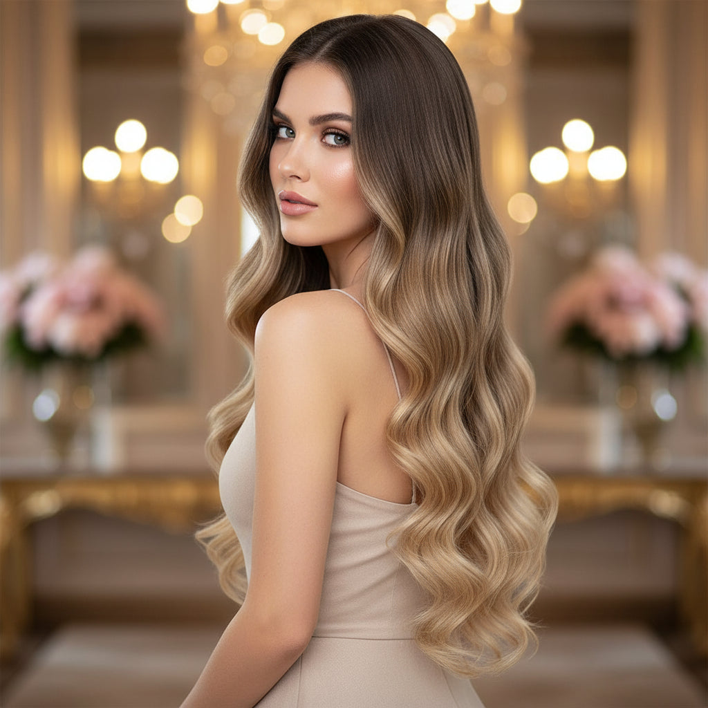 Invisible Wire Deluxe Ombre Wave Extension – Effortless Boho Chic Volume Feminé Luxé