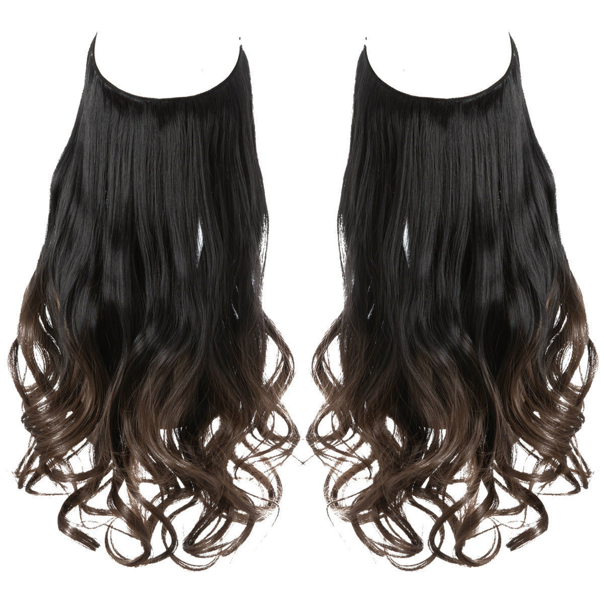 22" Invisible Wire Dark Chocolate Ombre Wave Extension – Luxe Length & Volume Feminé Luxé
