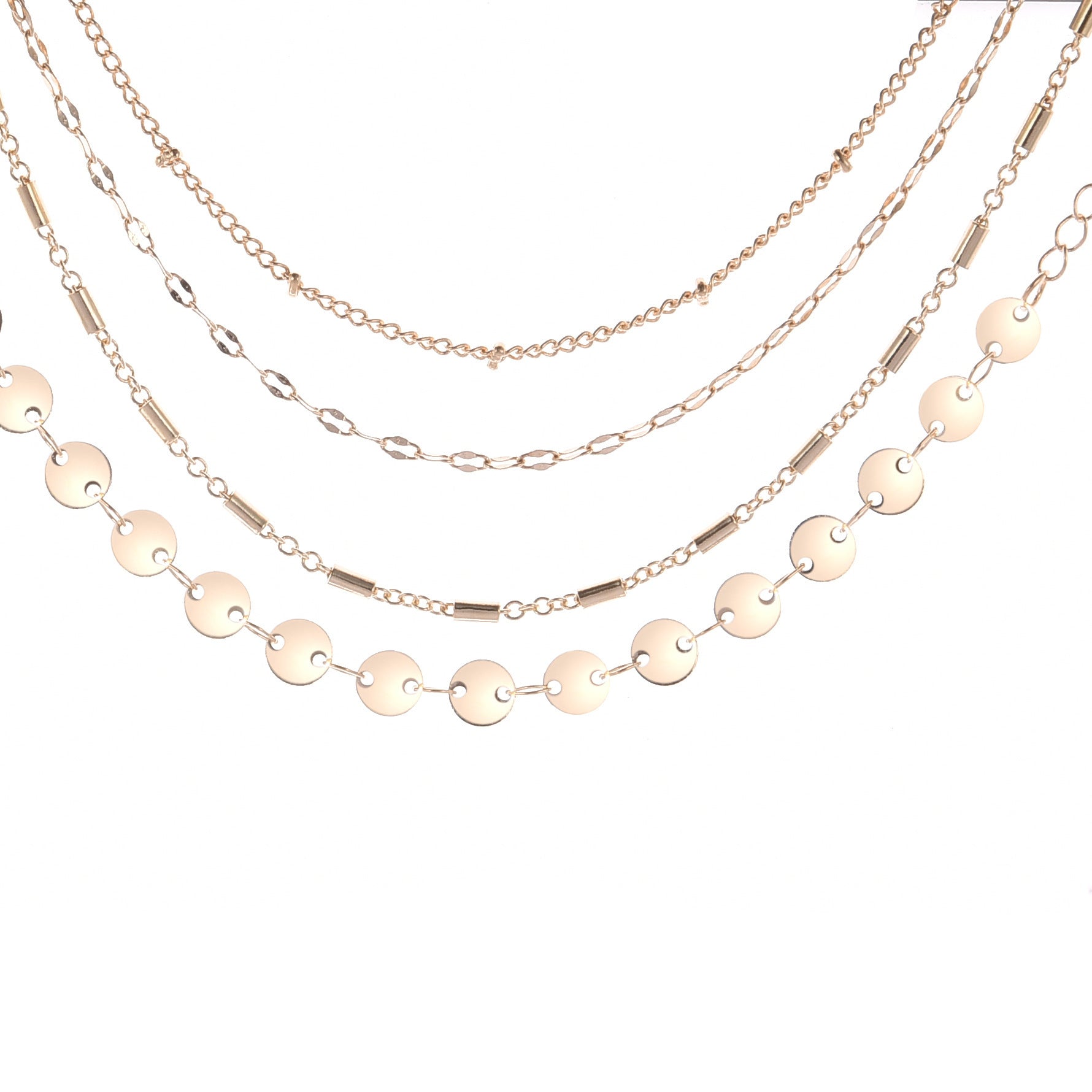 Chic Minimalist 4-Piece Gold Tone Layering Bracelet Stack with Disc & Tube Charms Feminé Luxé