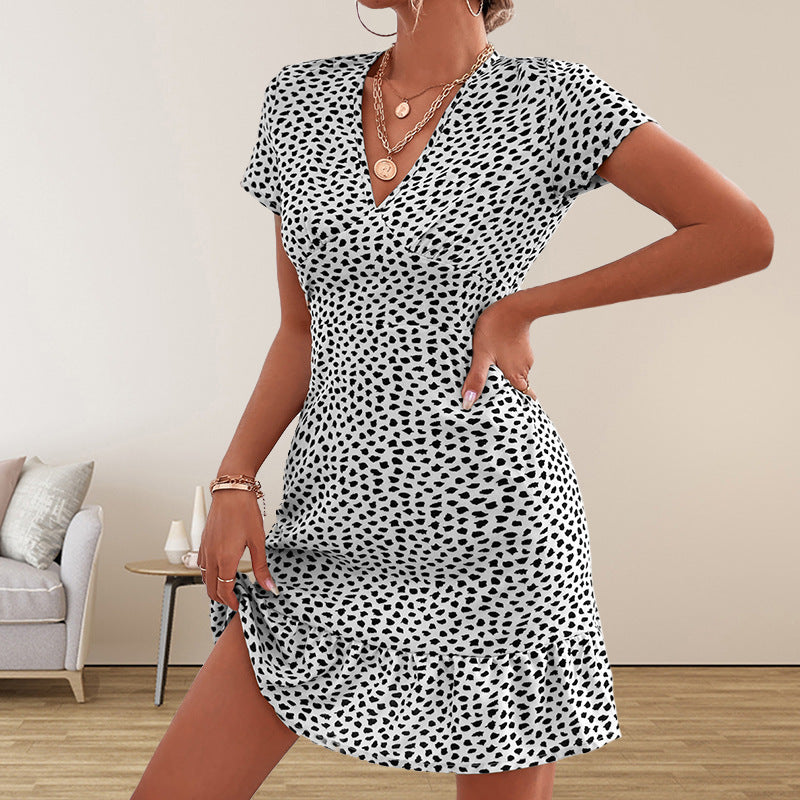 Polka Dot V-Neck Mini Dress Feminé Luxé