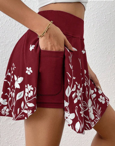 Pocket Minimalist Flower Print Skort Feminé Luxé