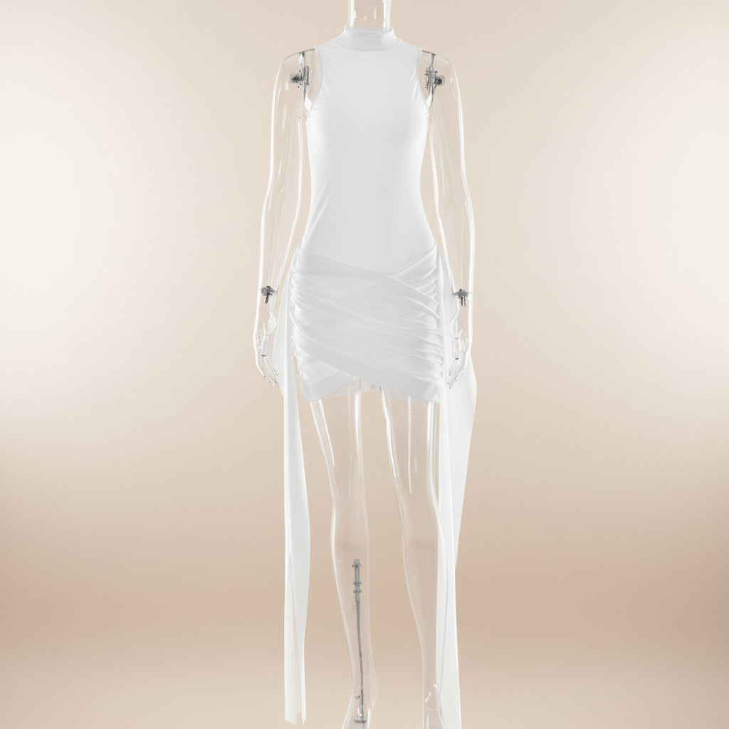 Chocolate Brown Bodycon Mini Dress with Side Tie Feminé Luxé