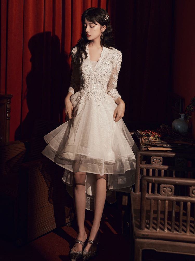 Elegant Black Lace Evening Gown with Sheer Sleeves Feminé Luxé