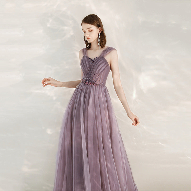 Elegant Purple Off-Shoulder Tulle Evening Gown Feminé Luxé