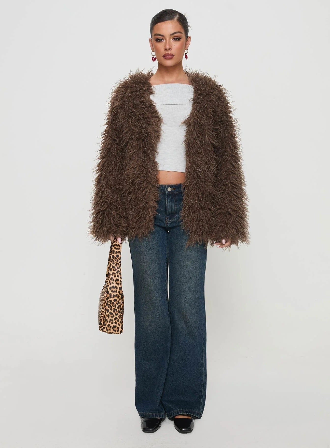 Shaggy Faux Fur Cropped Statement Jacket Feminé Luxé