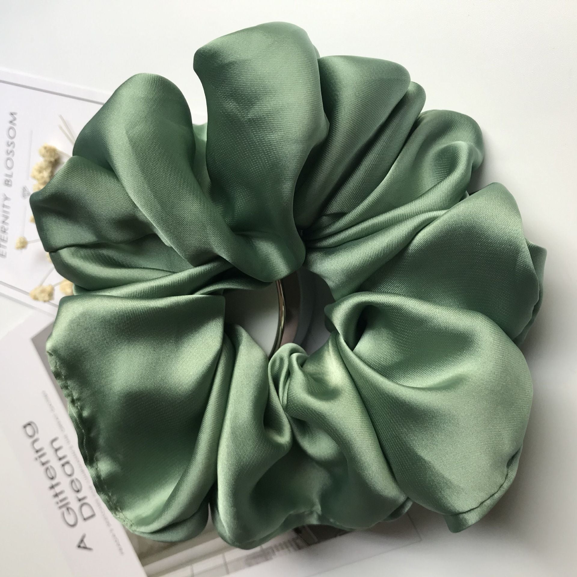 The Silk Grandeur Scrunchie: Oversized Luxurious Satin Hair Tie - Handcrafted Statement Accessory for Velvet Softness Feminé Luxé