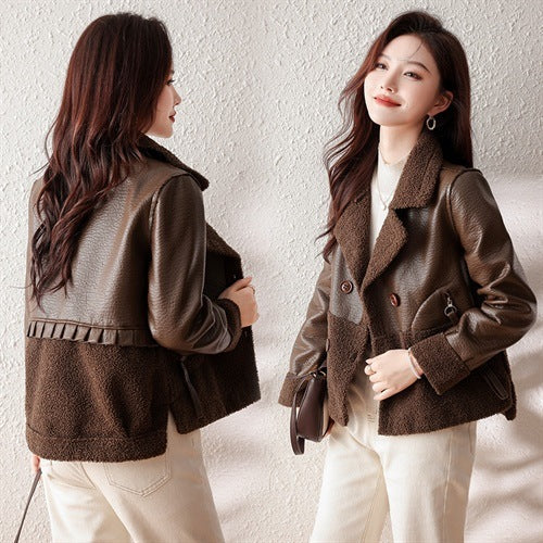 Chic Contrast Faux Fur & Vegan Leather Jacket Feminé Luxé Exclusive Feminé Luxé