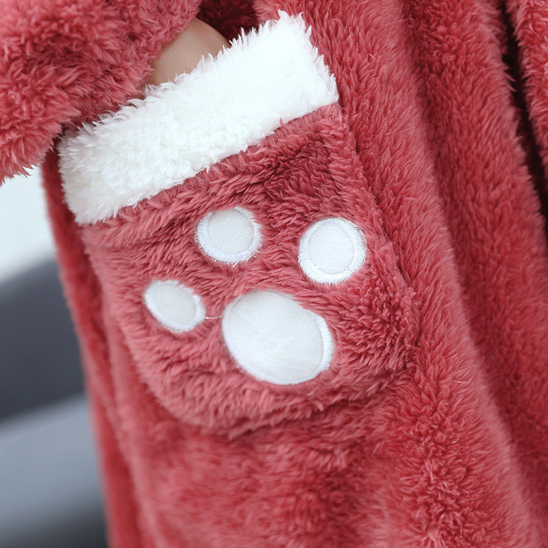 The Plush Hooded Long Lounge Robe Feminé Luxé