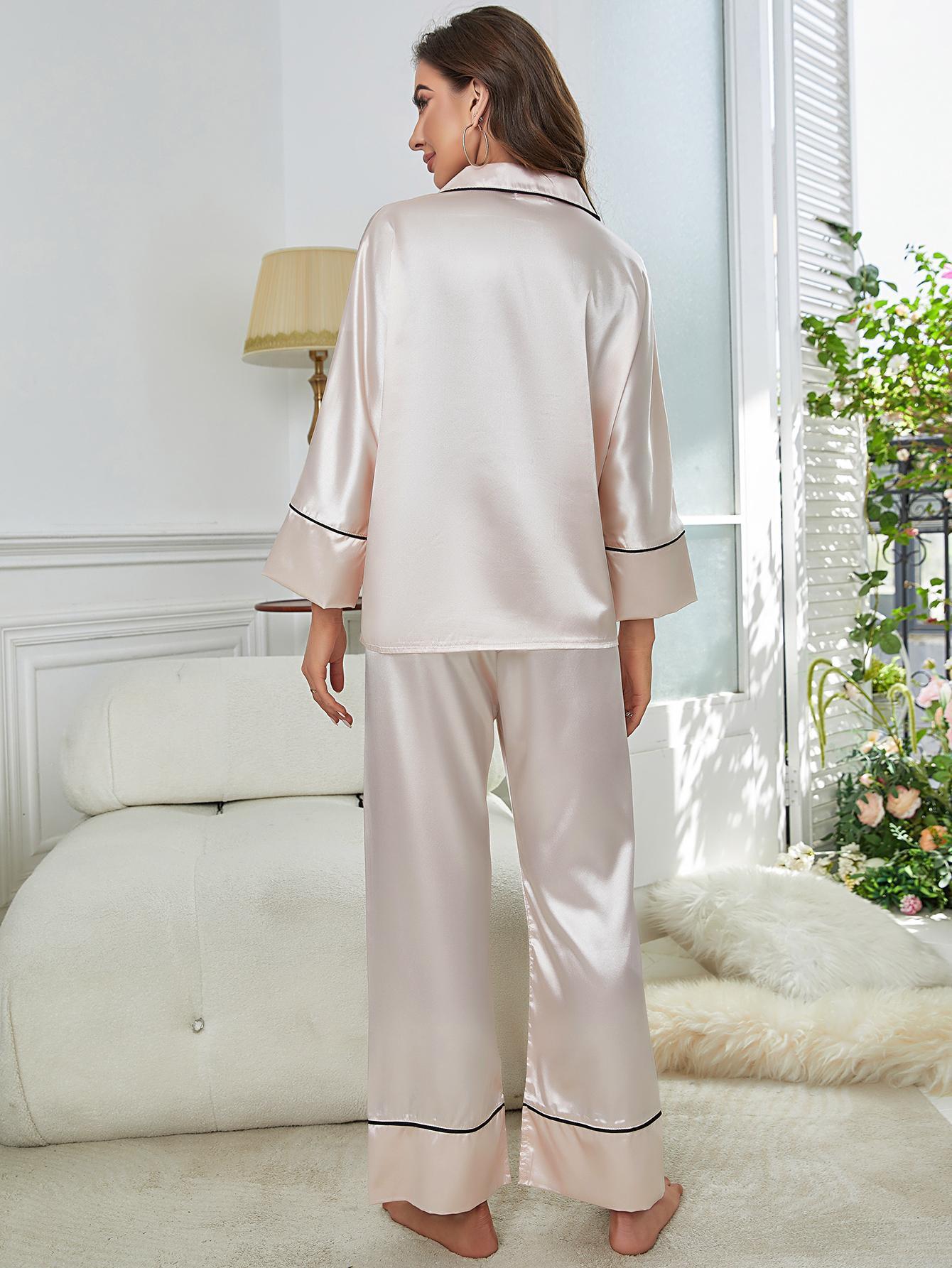 The Champagne Dream: Silky Long Sleeve Lounge Set Feminé Luxé