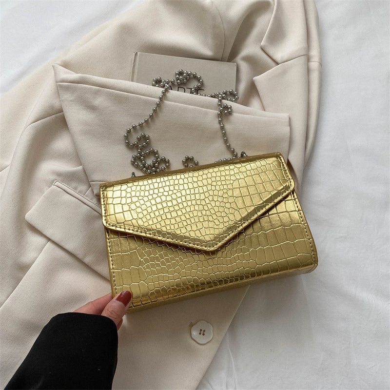 Elegant Simple Croc-Pattern Handbag - Chic Clamshell Crossbody Feminé Luxé