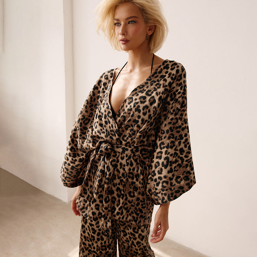 Wild Elegance: The Luxe Leopard Print Pajama Set Feminé Luxé