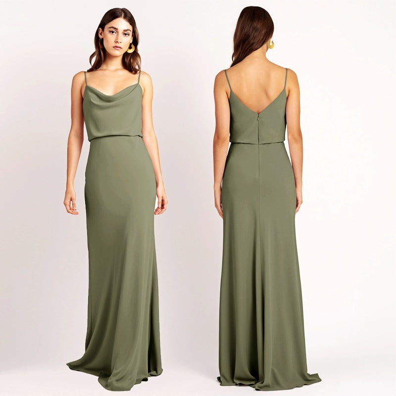 Elegant Bridesmaid Maxi Dress – Sleeveless Satin Flowing Gown Feminé Luxé