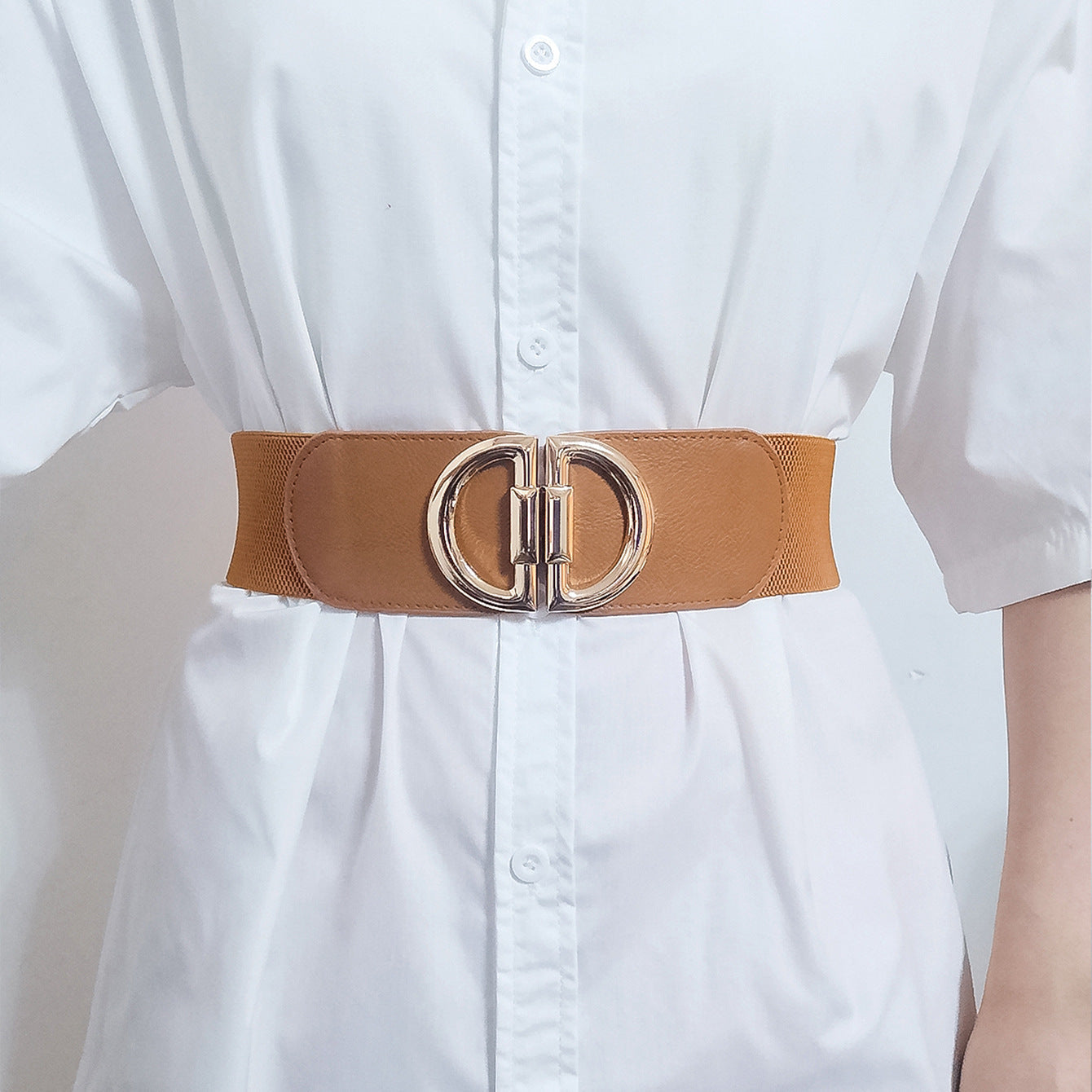 The Statement Cinch: Wide Elastic Waist Belt with Oversized 'O' Buckle Feminé Luxé