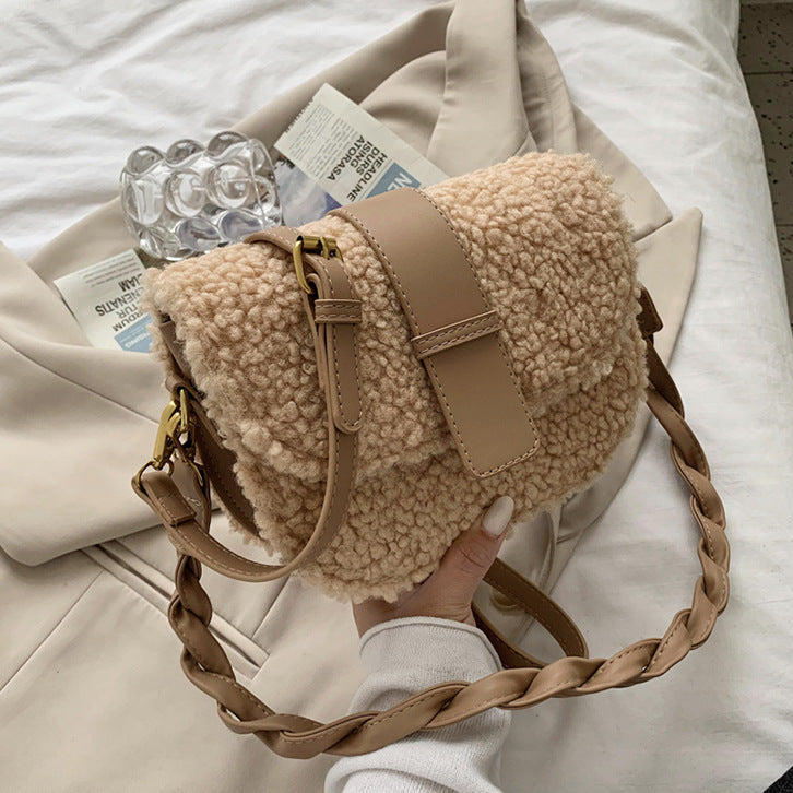 The Shearling Chic Saddle Bag – Faux Fur Street Style Convertible Shoulder Bag Feminé Luxé