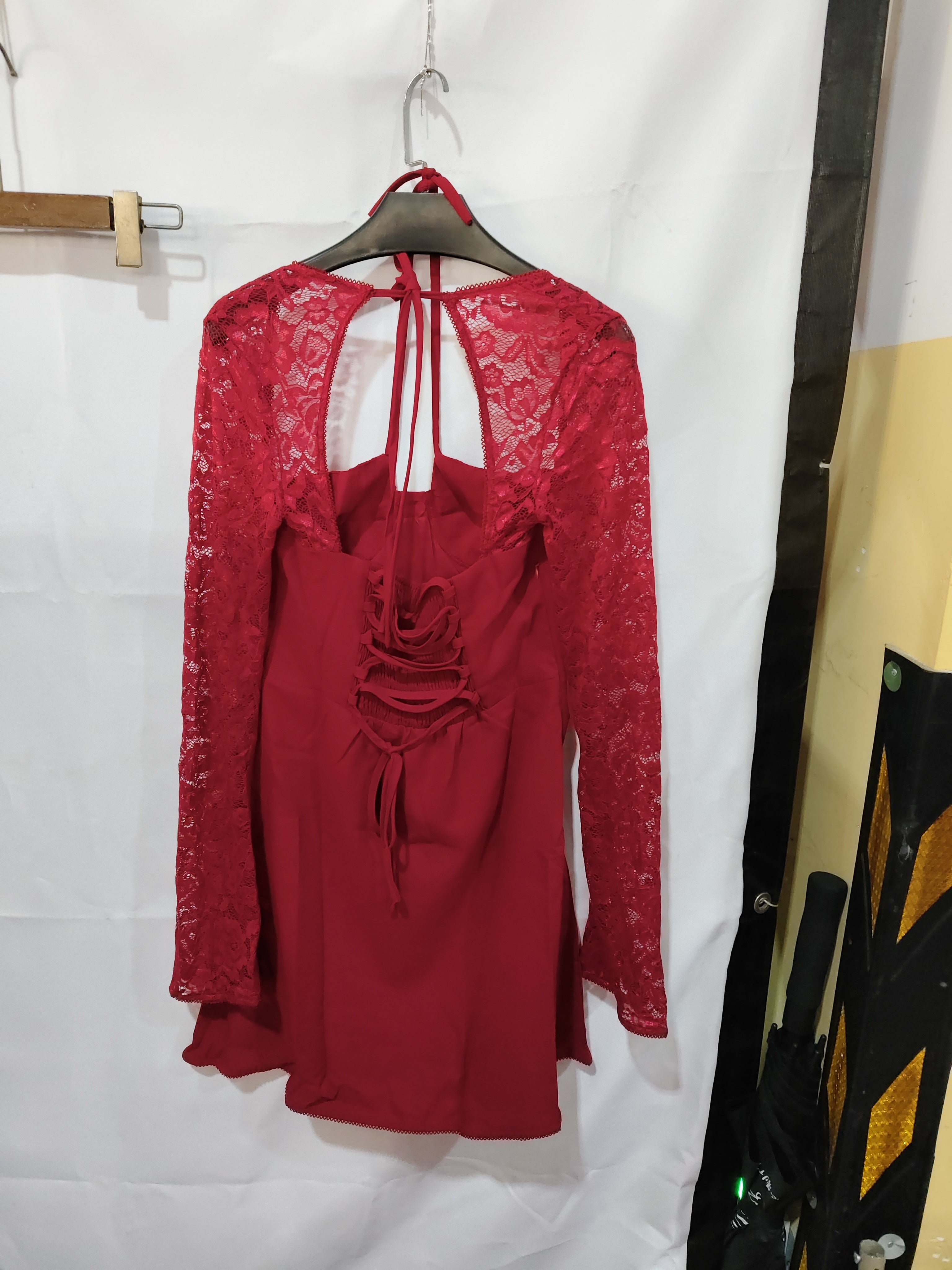 Y2K Lace Sleeve Corset Mini Dress - Square Neck Backless Tie-Up Dress Feminé Luxé