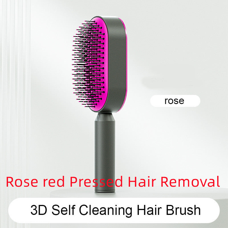 The Serenity Glide: One-Key Self-Cleaning Detangler & Scalp Massager Brush Feminé Luxé