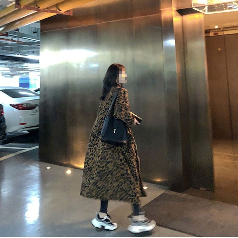 Leopard Print Trench Coat Women's Mid-length Feminé Luxé Exclusive Feminé Luxé