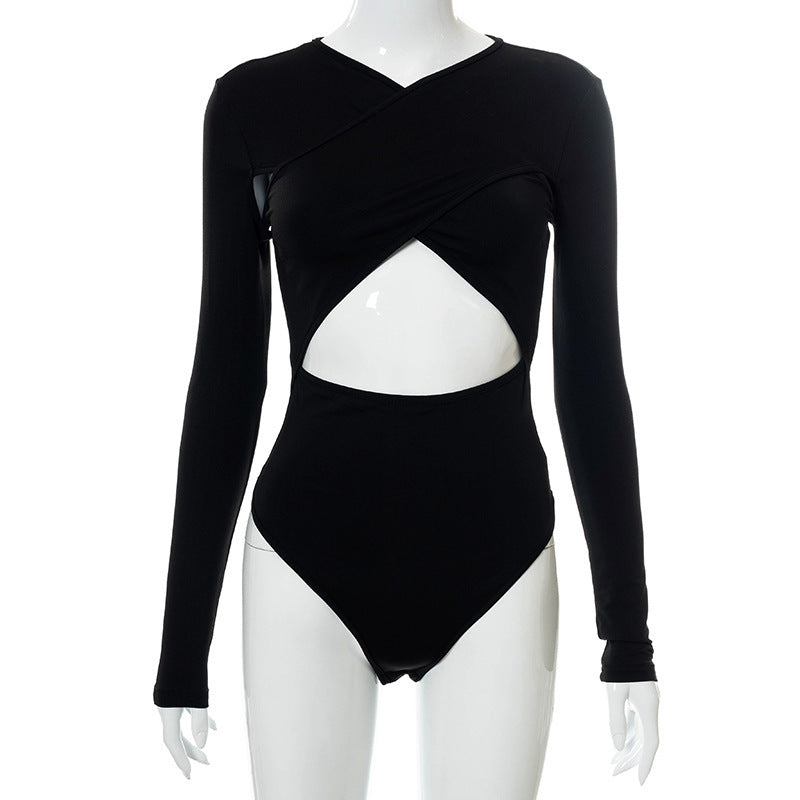 Ultra-Chic Long Sleeve Cross-Cutout Bodysuit Feminé Luxé