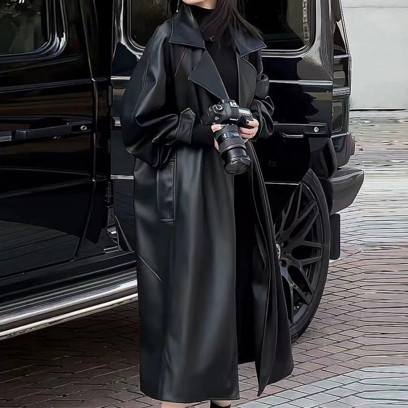The 'Dominique' Full-Length Vegan Leather Trench | Oversized & Dramatic Outerwear Feminé Luxé