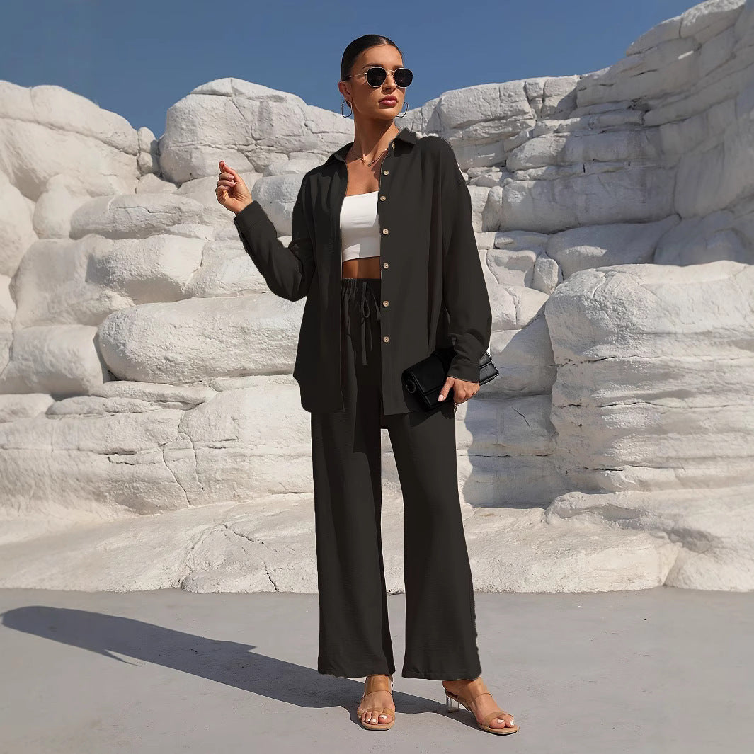 Luxury Lounge Co-ord: High-End Knit Cardigan & Wide-Leg Pants Set Feminé Luxé