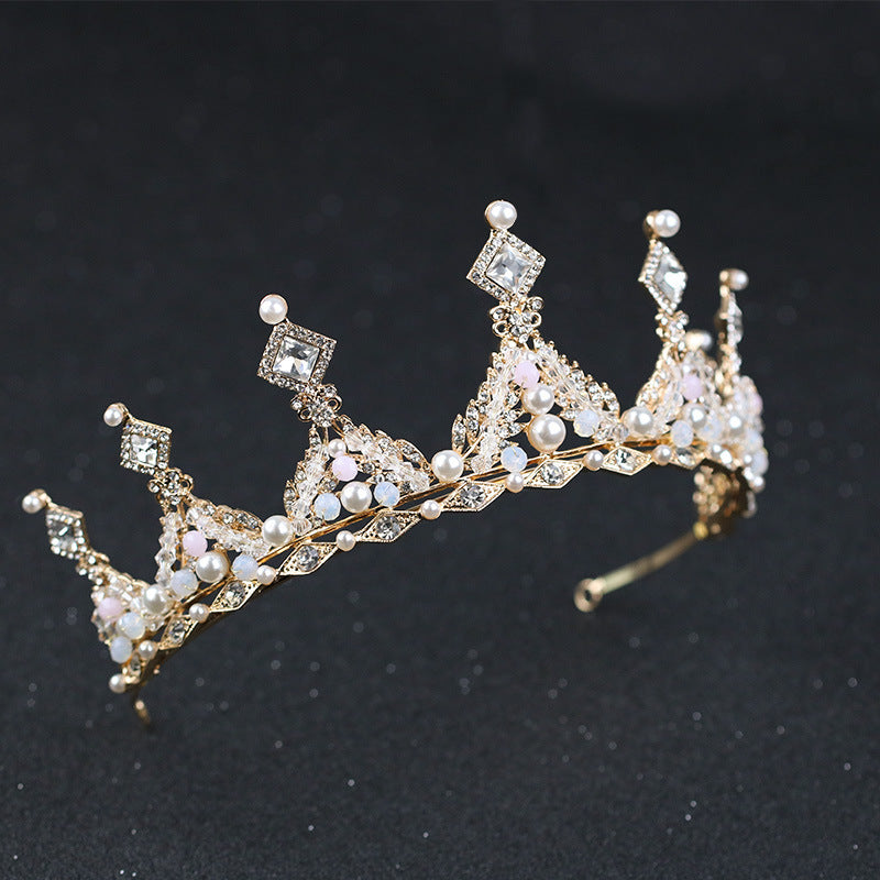 The Sovereign Diadem: Elite Faux Pearl & Rhinestone Bridal Crown - Majestic Queen Tiara in Gold or Silver Finish Feminé Luxé