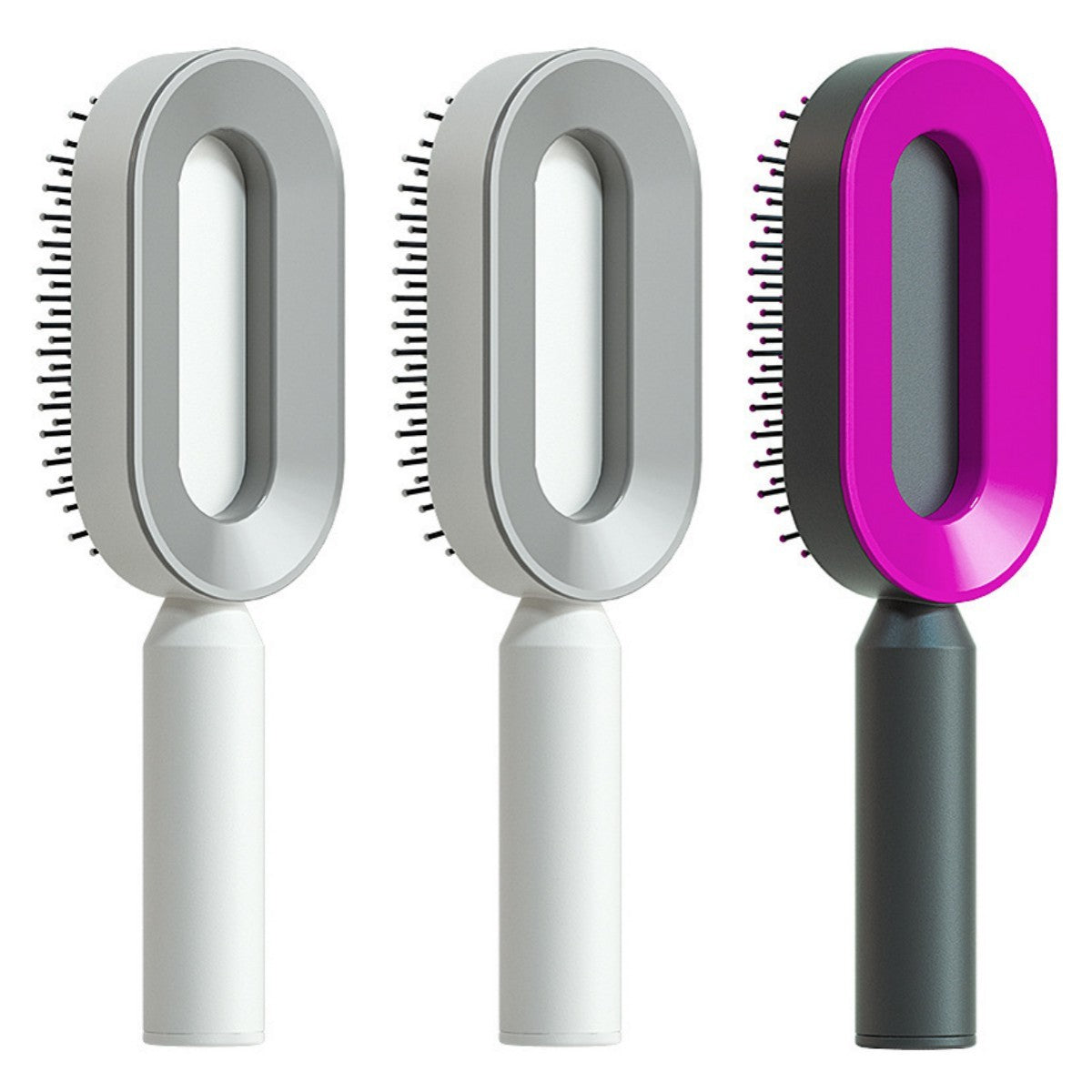 The Serenity Glide: One-Key Self-Cleaning Detangler & Scalp Massager Brush Feminé Luxé