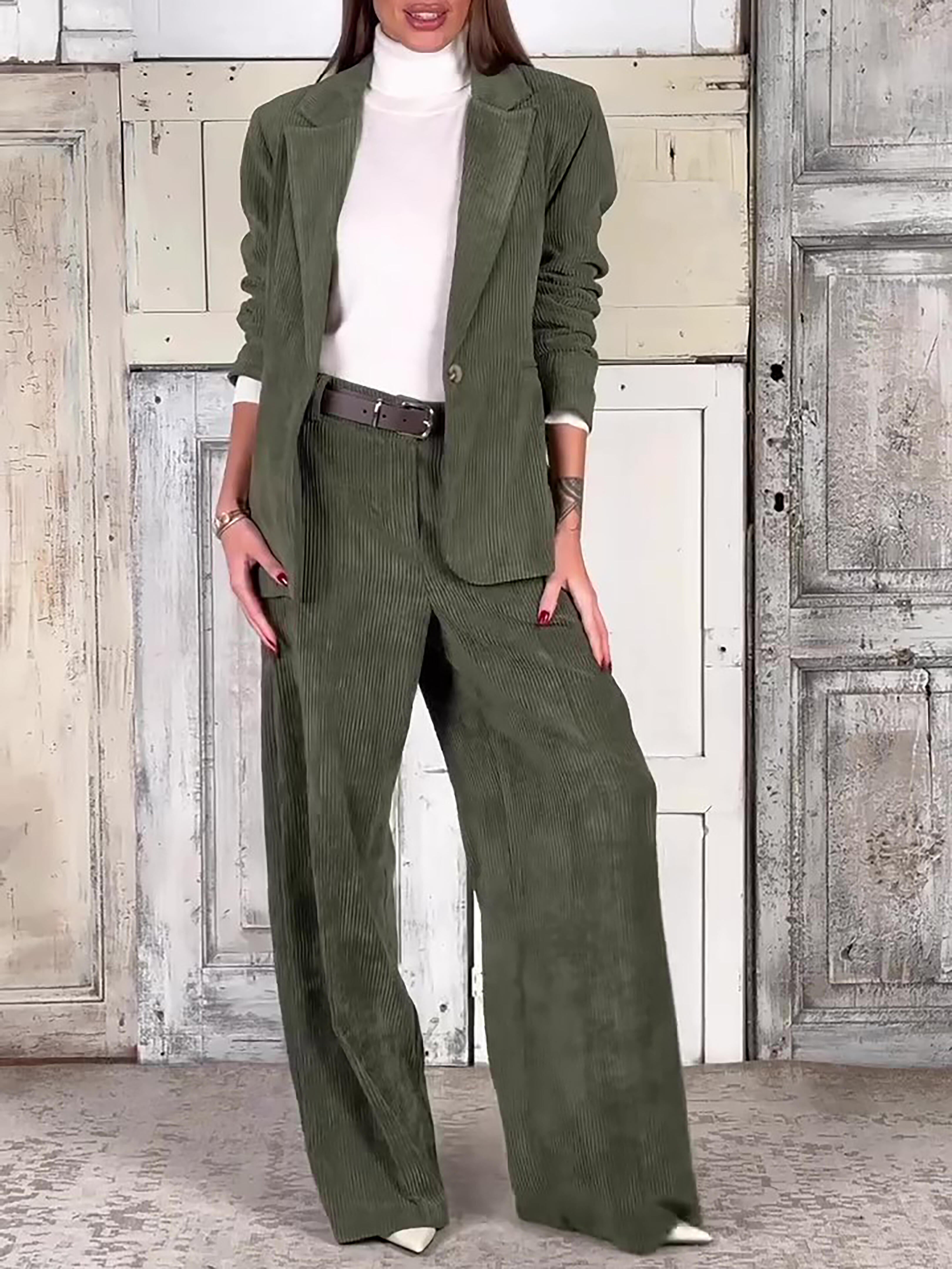 Vintage Corduroy Commuter Blazer & Wide Leg Pant Set | Feminé Bohemian Luxé Feminé Luxé
