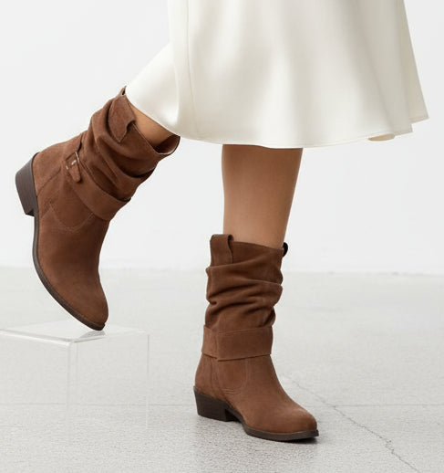 The 'Desert Dusk' Suede Western Mid-Calf Boot Feminé Luxé