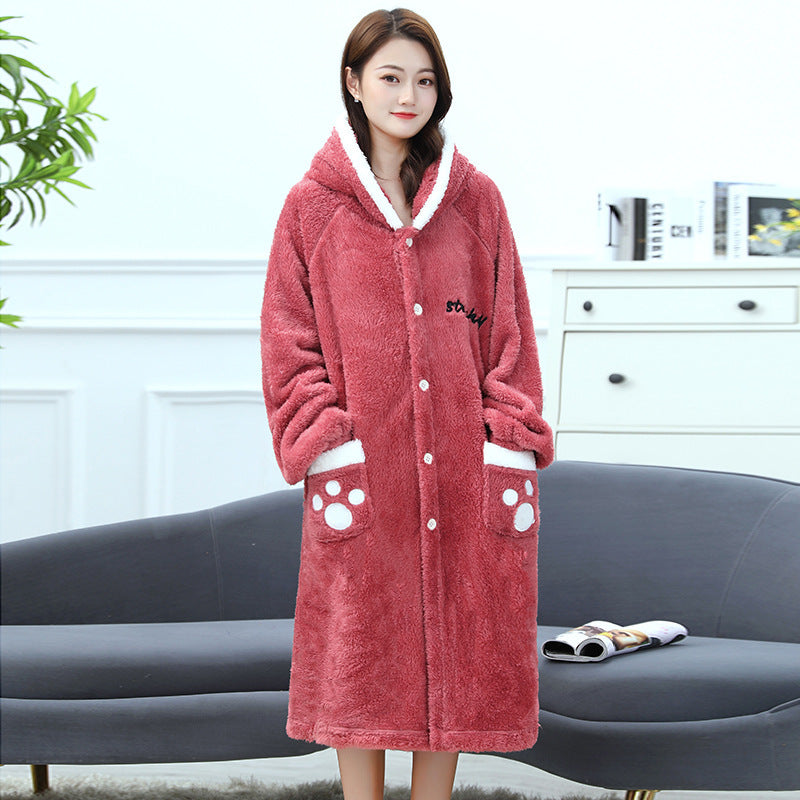 The Plush Hooded Long Lounge Robe Feminé Luxé