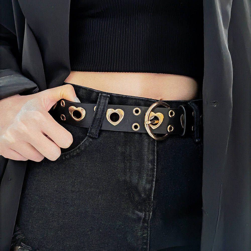 The 'Vandal' Couture Punk Heart Cutout Belt | Electroplated Metal Grommets | High-End Edgy Statement Feminé Luxé
