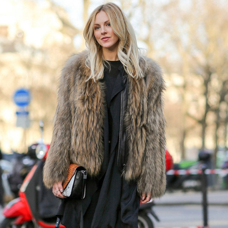 Integrated Faux Fur Longline Statement Coat Feminé Luxé