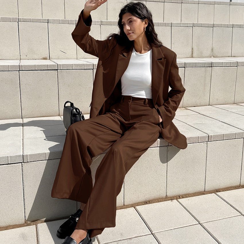 Vintage Inspired Oversized Blazer & Wide-Leg Pant Suit Set Feminé Luxé