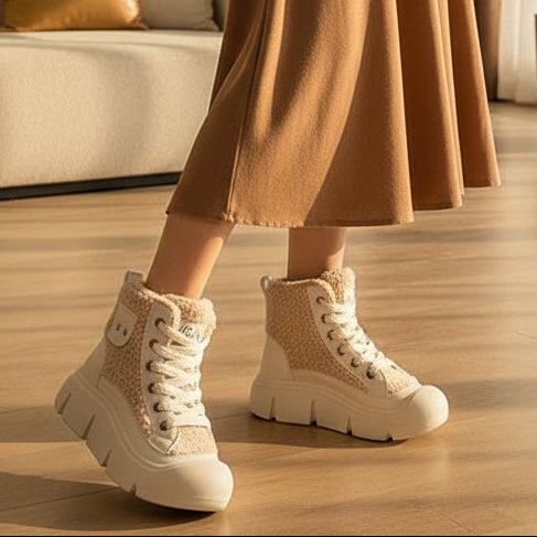 The 'Glacier Peak' Faux Cashmere Lace-Up Platform Boots Feminé Luxé