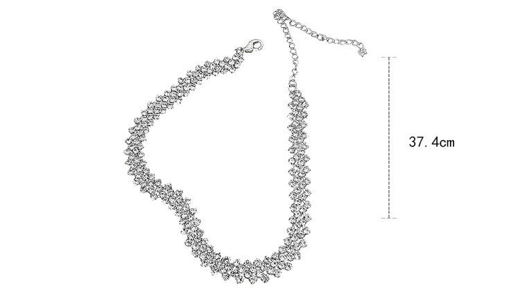 Gala Glamour Full Rhinestone Choker - Korean Style Diamond-Cut Clavicle Chain Feminé Luxé
