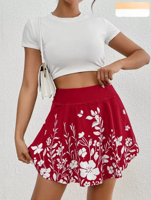 Pocket Minimalist Flower Print Skort Feminé Luxé