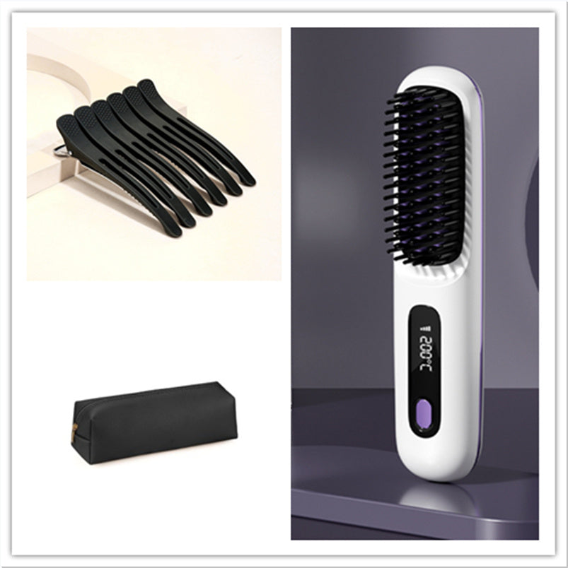 The Voyage Compact: Cordless USB-C Fast-Heat Straightening Brush with LCD Display Feminé Luxé