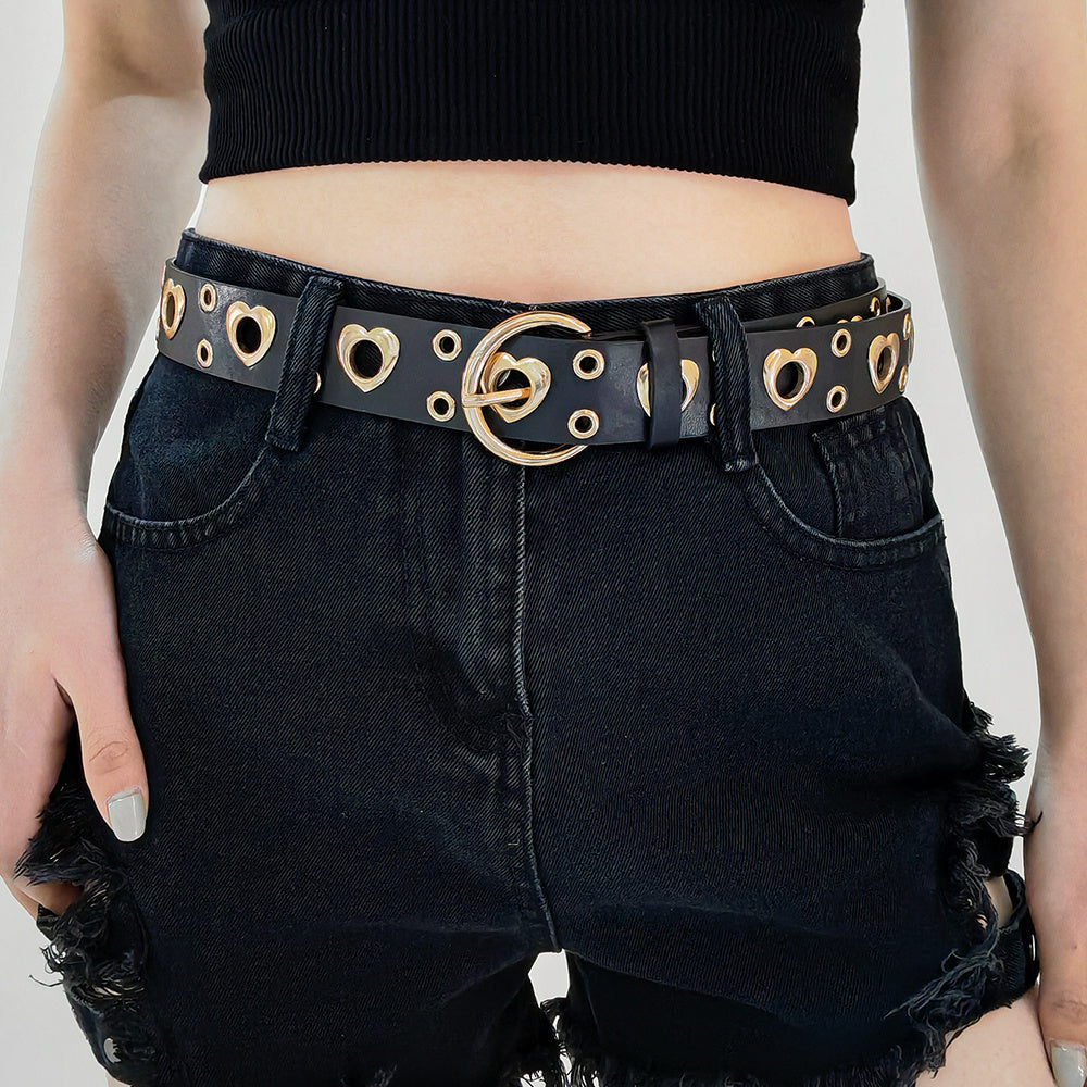 The 'Vandal' Couture Punk Heart Cutout Belt | Electroplated Metal Grommets | High-End Edgy Statement Feminé Luxé