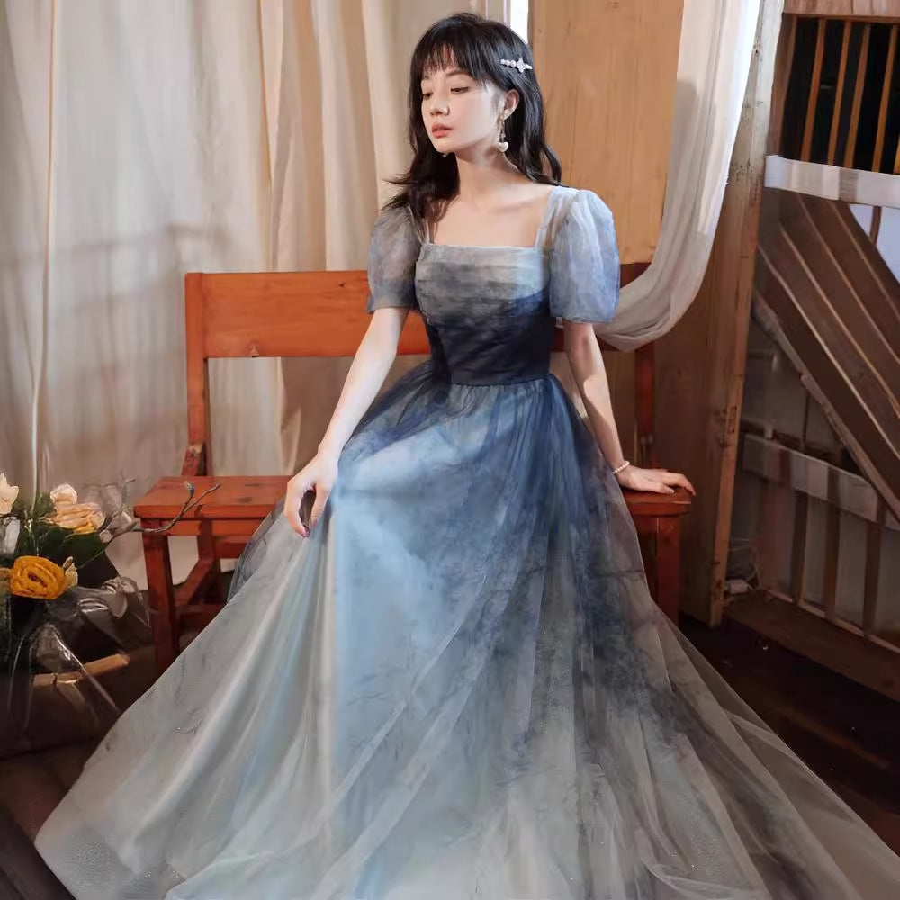 Gradient Blue Off-Shoulder Elegant Evening Gown Feminé Luxé