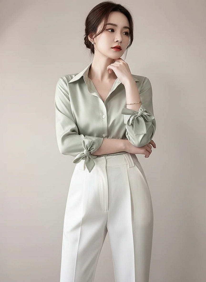 High-Grade Satin Glow Shirt – Luxe Minimal Elegance Feminé Luxé