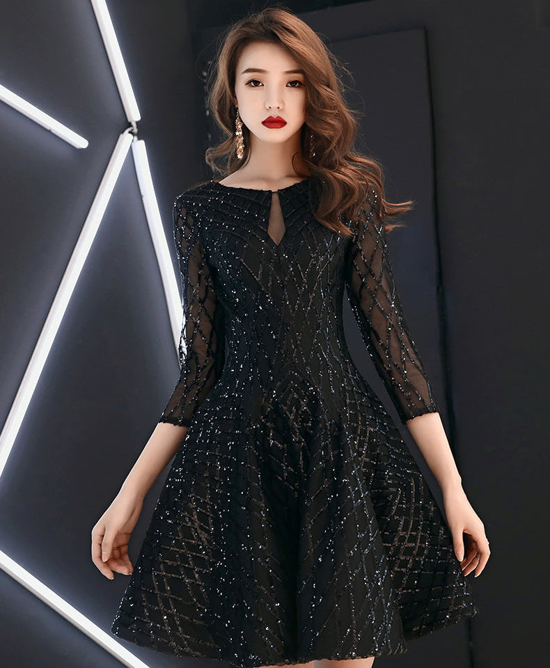 Elegant Black Sequin Cocktail & Party Dress Feminé Luxé
