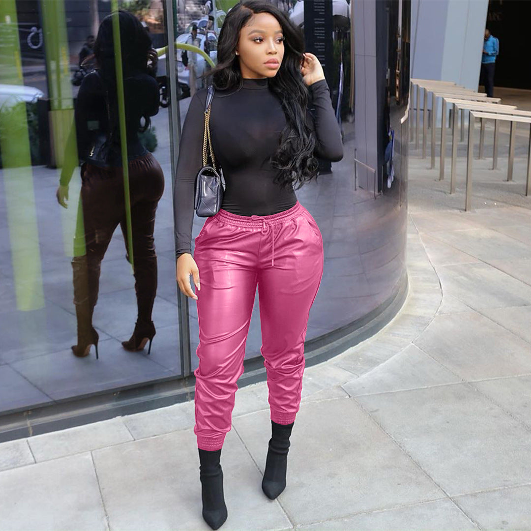 The 'Vibrant Sculpt' High-Shine Faux Leather Trousers Feminé Luxé