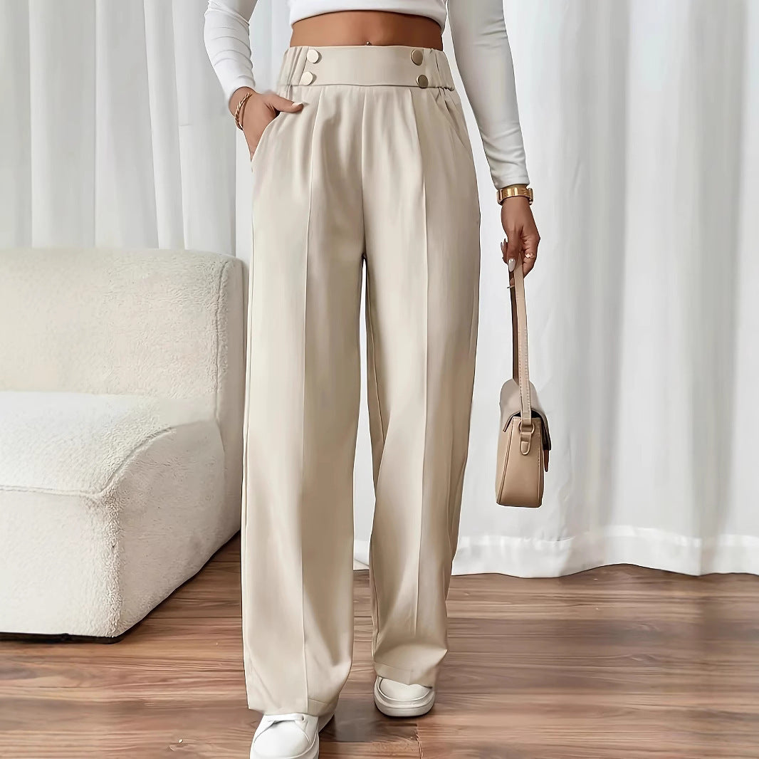 Chic Draping Wide-Leg High-Waist Trousers Feminé Luxé