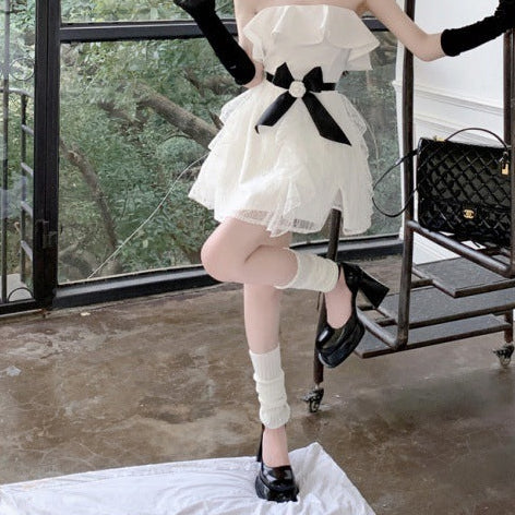 Bow Accent Bustier Mini Dress Feminé Luxé