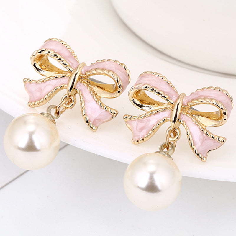 Chic Bow & Pearl Statement Earrings – Gold-Plated Luxury Feminé Luxé