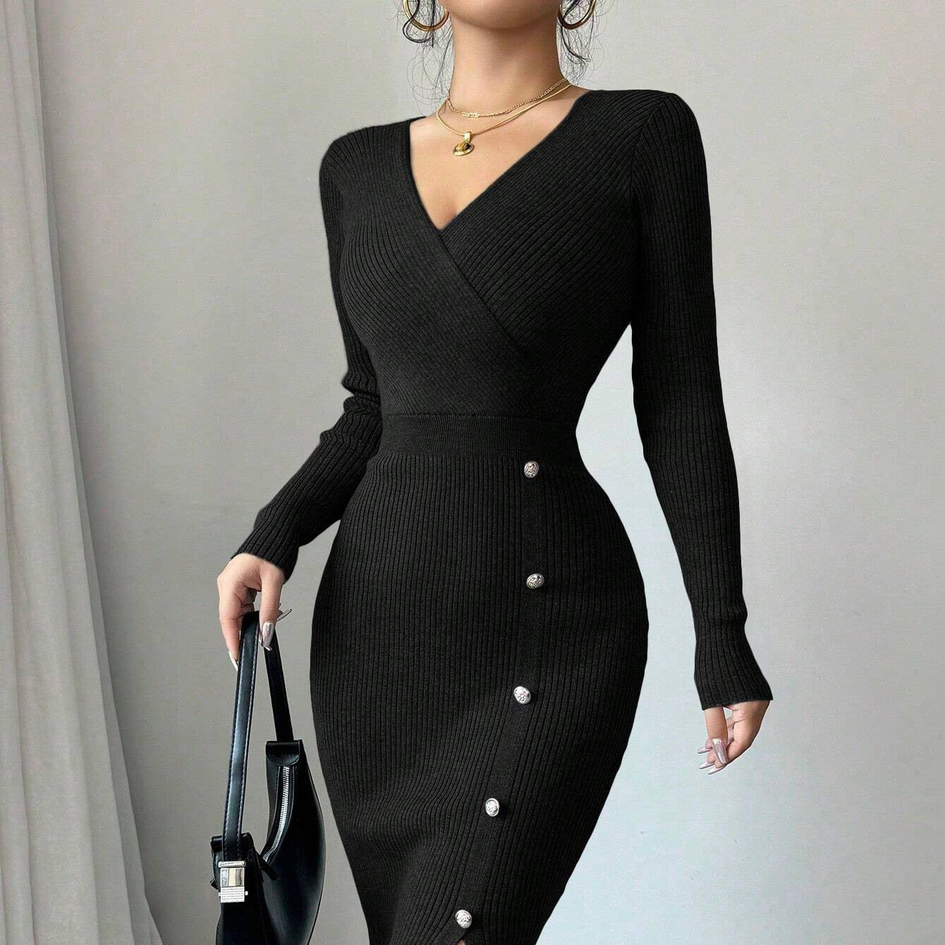 Ribbed Knit Bodycon Midi Dress Feminé Luxé
