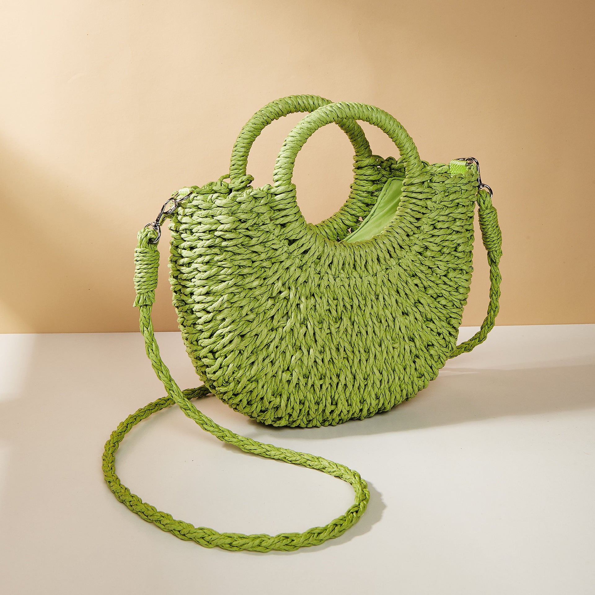 The Saint-Tropez Weave Beach Tote – Chic Round Handle Paper Straw Handbag Feminé Luxé