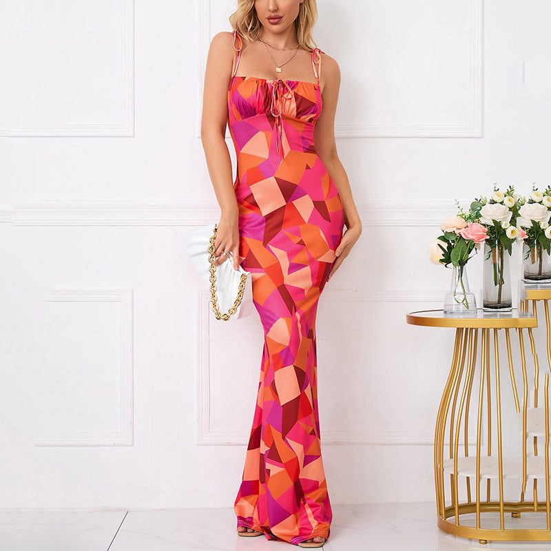 Floral Ruffle Halter Bodycon Maxi Dress Feminé Luxé