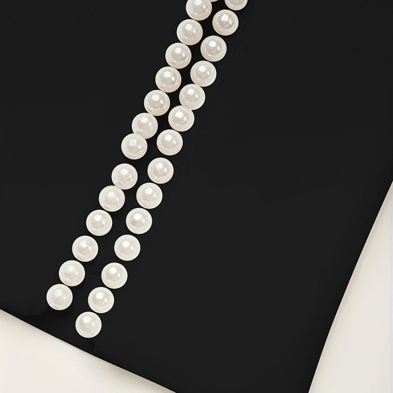 Sophisticated Long Sleeve Midi Dress with Pearl Detailing - Formal & Cocktail Wear Feminé Luxé